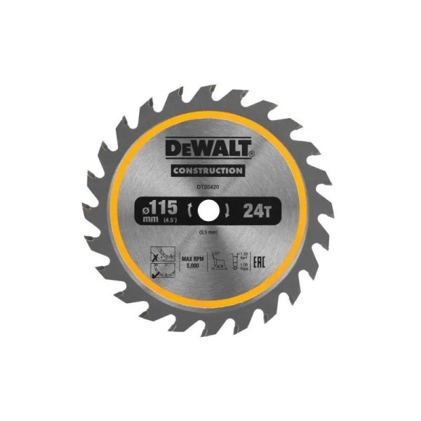 Dewalt DT20420 Λεπίδα 115mm 24T TCT SAW Δισκοι Κοπης - Λειανσης Dewalt DT20420 Λεπίδα 115mm 24T TCT SAW Δισκοι Κοπης - Λειανσης