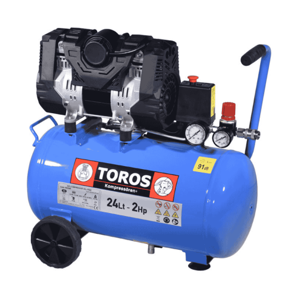 TOROS: ΑΕΡΟΣΥΜΠΙΕΣΤΗΣ OILFREE ΧΑΜΗΛΟΥ ΘΟΡΥΒΟΥ (SEMISILENT) 24LT/2,0HP - 10 BAR 