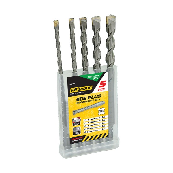 ΣΕΤ ΤΡΥΠΑΝΙΑ SDS PLUS 5τμχ FF GROUP 5x160, 6x160, 8x160, 10x160, 12x160 (43406)