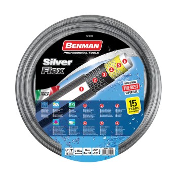 ΛΑΣΤΙΧΟ SILVER FLEX ΓΚΡΙ&ΛΕΥΚΗ ΡΙΓΑ 1/2"x15m BENMAN (72005)