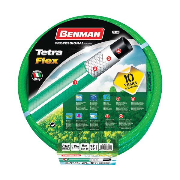 ΛΑΣΤΙΧΟ TETRAFLEX ΠΡΑΣΙΝΟ & ΛΕΥΚΗ ΡΙΓΑ 3/4"x50m BENMAN (77147)