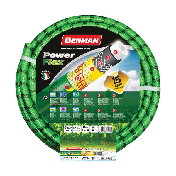 ΛΑΣΤΙΧΟ POWERFLEX ΠΡΑΣΙΝΟ 1/2"x25m BENMAN (77171)