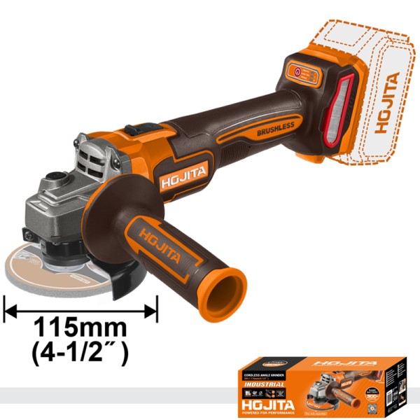 Γωνιακός τροχός HOJITA Brushless 115mm -3 ταχυτήτων μπαταρίας 20V SOLO ΓΩΝΙΑΚΟΙ ΤΡΟΧΟΙ ΜΠΑΤΑΡΙΑΣ