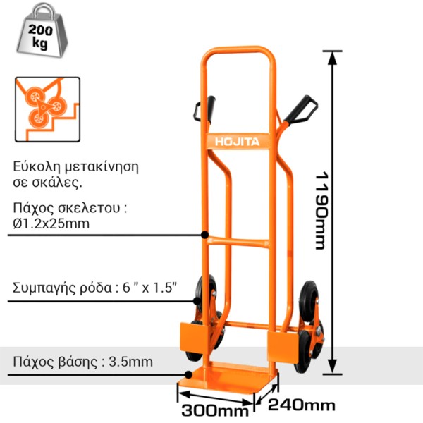 Καρότσι εμπορευμάτων 6τροχο 200kg ΚΑΡΟΤΣΙΑ ΜΕΤΑΦΟΡΑΣ