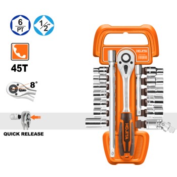Καστάνια 1/2'' με καρυδάκια σετ 17τεμ. Καστάνιες - Μανέλες