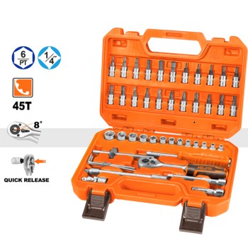 Καστάνια 1/4'' με καρυδάκια σετ 46τεμ. Καστάνιες - Μανέλες