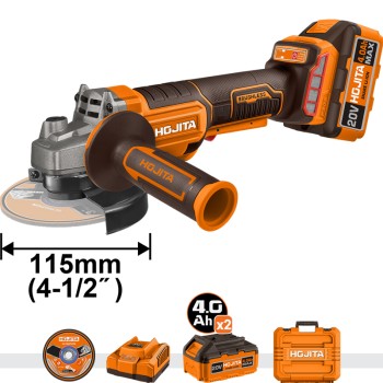Γωνιακός τροχός HOJITA Brushless 115mm -2 ταχυτήτων μπαταρίας 20V Βαλιτσάκι ΓΩΝΙΑΚΟΙ ΤΡΟΧΟΙ ΜΠΑΤΑΡΙΑΣ