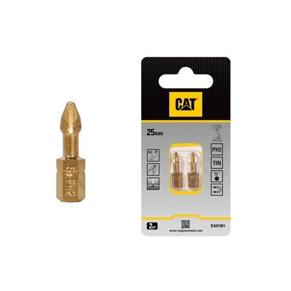 Μύτη κατσαβιδιού σταυρός CAT με μέγεθος PH2 25mm συσκευασία 2τεμ. DA01001 Μύτες Κατσαβιδιών