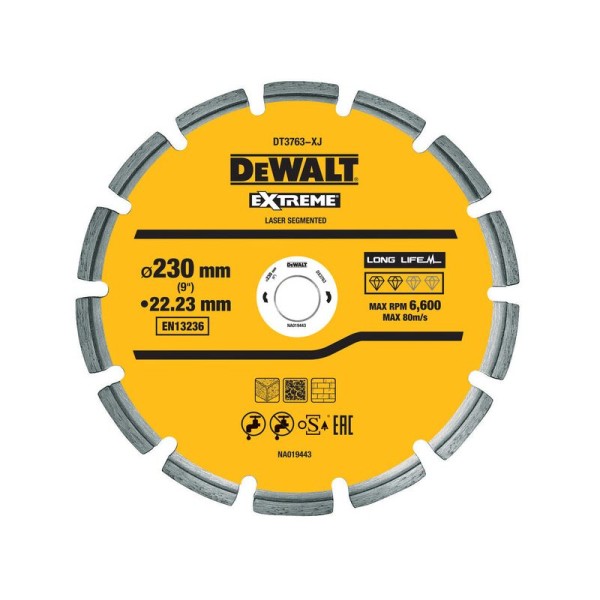 Dewalt DT3763 Διαμαντόδισκος Κοπής Δομικών Υλικών 230mm 
