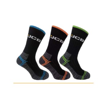 JCB JCBX000093 High Vis Μαύρες Ανδρικές Κάλτσες 3 Ζεύγη 39-46