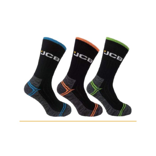 JCB JCBX000093 High Vis Μαύρες Ανδρικές Κάλτσες 3 Ζεύγη 39-46