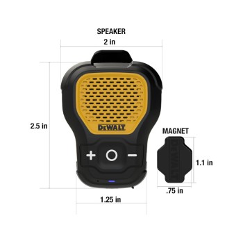 Dewalt 190 1148 DWG Φορητό Ηχείο Bluetooth με Κλιπ & Μαγνήτη PRO 