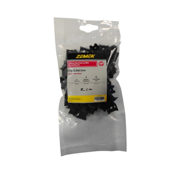 Zemek ZK-SC-M3-B Βάσεις Δεματικών με Βίδα 17.6x12.9x8.3 mm Μαύρες 100ΤΜΧ