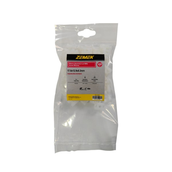 Zemek ZK-SC-M3-N Βάσεις Δεματικών με Βίδα 17.6x12.9x8.3 mm Λευκές 100ΤΜΧ Zemek ZK-SC-M3-N Βάσεις Δεματικών με Βίδα 17.6x12.9x8.3 mm Λευκές 100ΤΜΧ