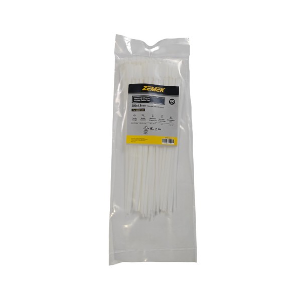 Zemek ZK-M-S-300-12 Δεματικά με Ετικέτα κατά Μήκος 4.8x300mm Λευκά 100ΤΜΧ 