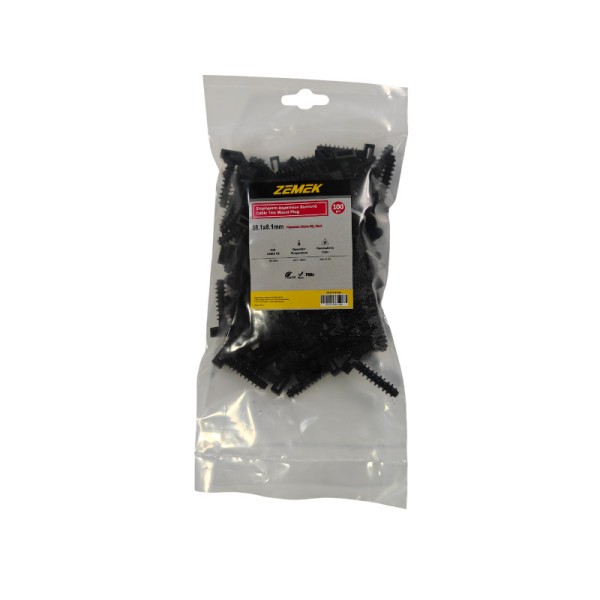 Zemek ZK-CTP-81381 Στηρίγματα Δεματικών Χωνευτά 8.1x38.1mm Μαύρα 100ΤΜΧ 