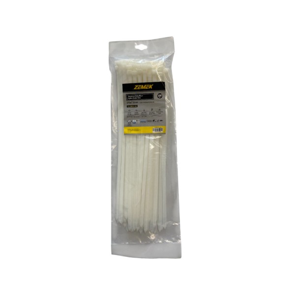 Zemek ZK-HD-370-14-N Δεματικά Καλωδίων 7.6x370mm Λευκά 100ΤΜΧ 