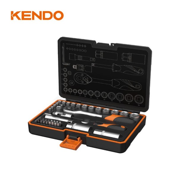 Kendo 90591 Σετ Καστάνια με Καρυδάκια 1/4' & 3/8' 45TMX Kendo 90591 Σετ Καστάνια με Καρυδάκια 1/4' & 3/8' 45TMX