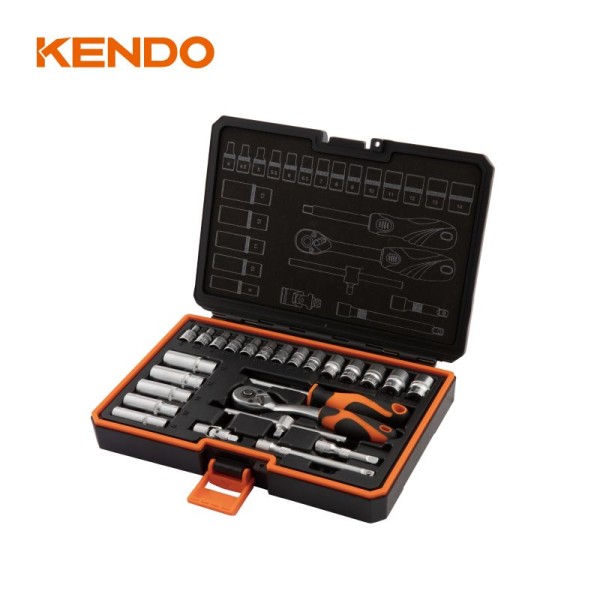 Kendo 90561 Σετ Καστάνια με Καρυδάκια 1/4' 25TMX Kendo 90561 Σετ Καστάνια με Καρυδάκια 1/4' 25TMX