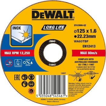 Dewalt DT43906 Δίσκος Ιnox Υψηλών Επιδόσεων 125 x 1.6 Dewalt DT43906 Δίσκος Ιnox Υψηλών Επιδόσεων 125 x 1.6 Ηλεκτρικά Εργαλεία