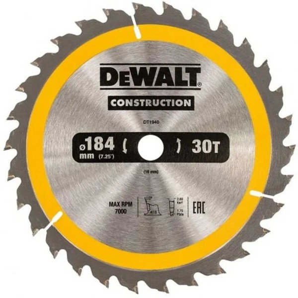 Dewalt DT1940 Δίσκος Σταθερών Δισκοπρίωνων 184 X 16 X 30T Ηλεκτρικά Εργαλεία
