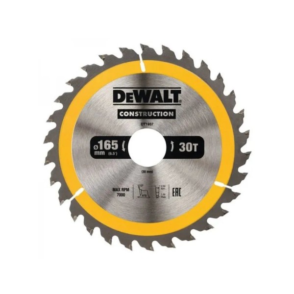Dewalt DT1937 Δίσκος Κοπής Φορητών Δισκοπρίονων 165 X 30mm 30T Ηλεκτρικά Εργαλεία