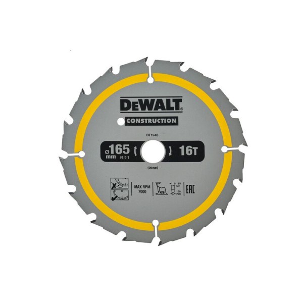 Dewalt DT1948 Δίσκος Κοπής 165x20mm 16Δ 