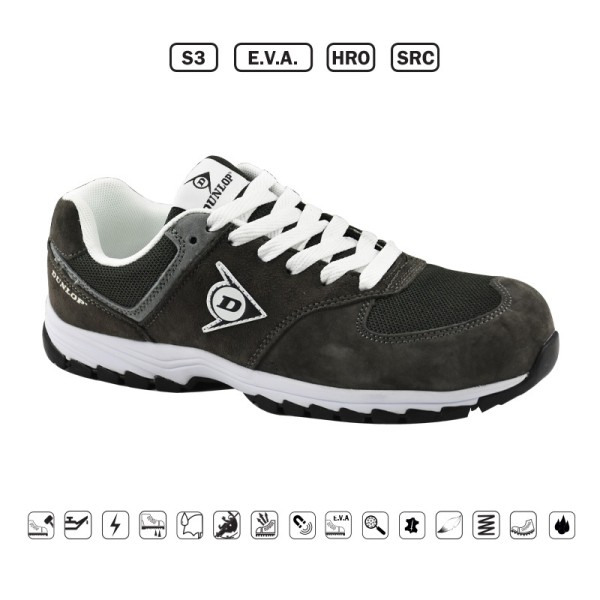 DUNLOP: ΠΑΠΟΥΤΣΙΑ ΕΡΓΑΣΙΑΣ SUEDE+MESH FLYING ARROW - ΓΚΡΙ - S3,E.V.A.,HRO,SRC- ΜΕΓΕΘΟΣ45 