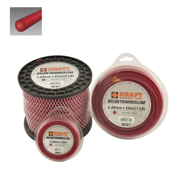KRAFT: ΜΕΣΙΝΕΖΑ - ΝΗΜΑ ΚΟΠΗΣ ΣΤΡΟΓΓΥΛΟ ROUND ''PRO'' Φ 4.00mm ΣΥΣΚΕΥΑΣΙΑ 31 ΜΕΤΡΑ (450gr) Κήπος - Αγρός