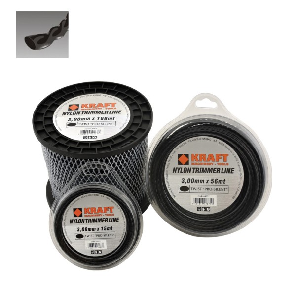 KRAFT: ΜΕΣΙΝΕΖΑ - ΝΗΜΑ ΚΟΠΗΣ ΕΛΙΚΟΕΙΔΗΣ TWIST ''PRO SILENT'' Φ 3.00mm ΣΥΣΚΕΥΑΣΙΑ 71 ΜΕΤΡΑ (450gr) Κήπος - Αγρός