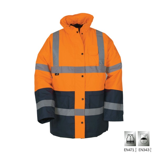 VIZWELL: ΜΠΟΥΦΑΝ ΥΨΗΛΗΣ ΔΙΑΚΡΙΤΙΚΟΤΗΤΑΣ HAMBURG - ΠΟΡΤΟΚΑΛΙ - EN 471 3/2 & EN 343 3/1 - ΜΕΓΕΘΟΣ L Είδη Προστασίας