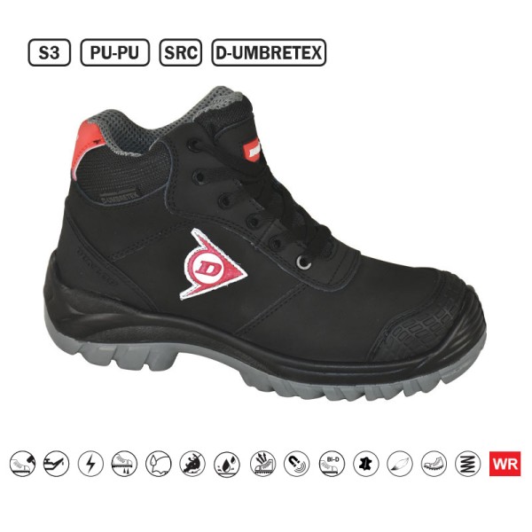 DUNLOP: ΜΠΟΤΑΚΙ ΕΡΓΑΣΙΑΣ  FIRST ONE ADV TITAN - ΜΑΥΡΟ/ΚΟΚΚΙΝΟ -S3,PU-PU,SRC,D-UMBRETEX - ΜΕΓΕΘΟΣ 46 Είδη Προστασίας